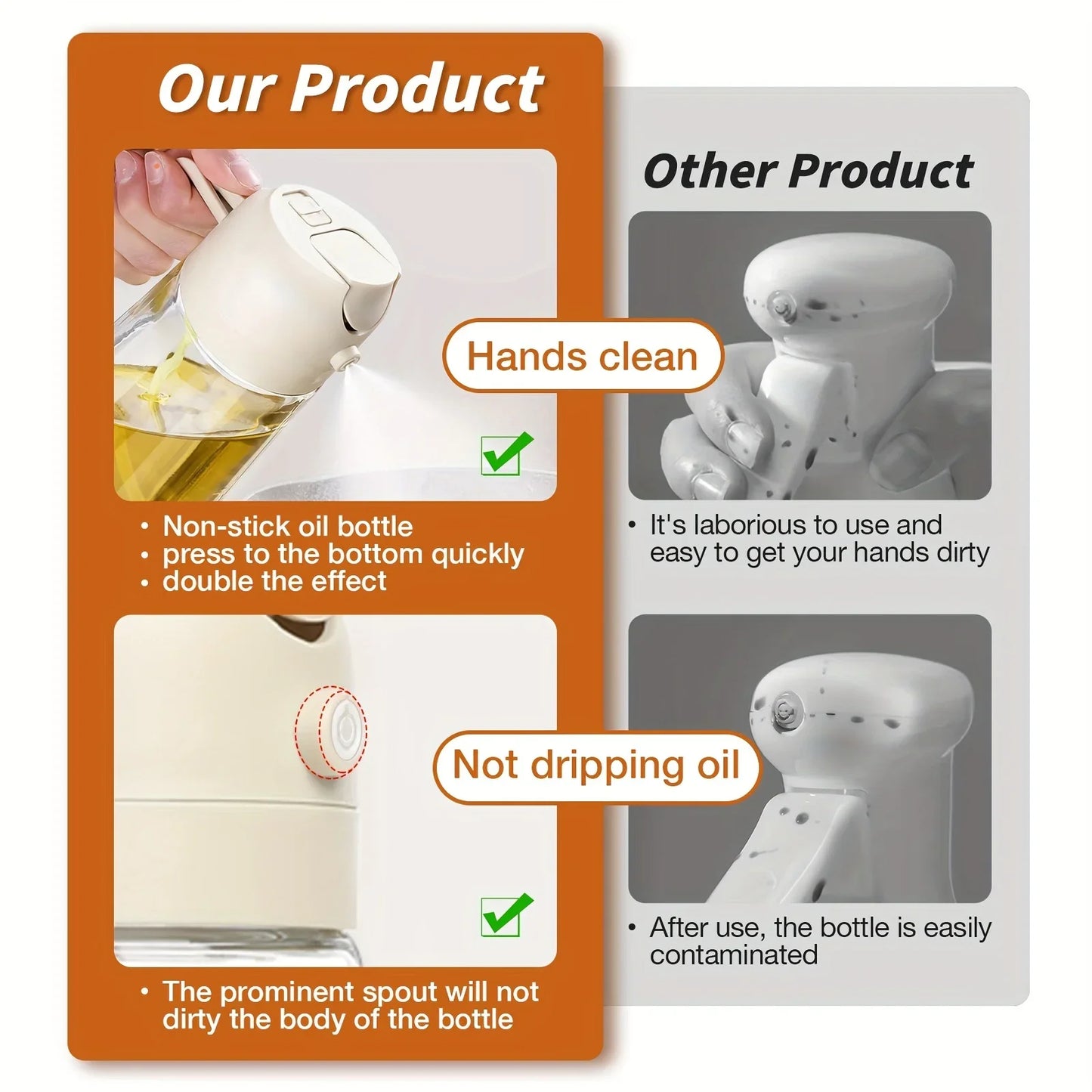 2-in-1 Plastic Spray Oil Bottle - 500ml