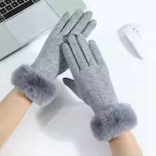 Faux Fur Cuff Smart Touch Winter Gloves