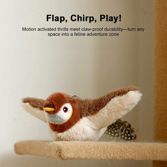 Electric Interactive Cat Bird Toy | Flapping Plush | Detachable