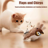 Electric Interactive Cat Bird Toy | Flapping Plush | Detachable