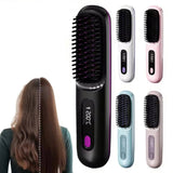 Portable LCD Hair Straightener Brush – USB Rechargeable