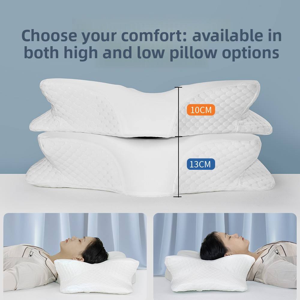 Adult Neck Support Pillow – Thick Memory Foam Cervical Pillow with Ice Silk Cover