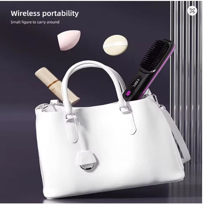 Portable LCD Hair Straightener Brush – USB Rechargeable