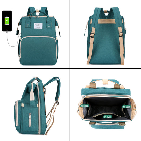 Premium Diaper Bag Backpack – Portable Foldable Crib & Changing Station