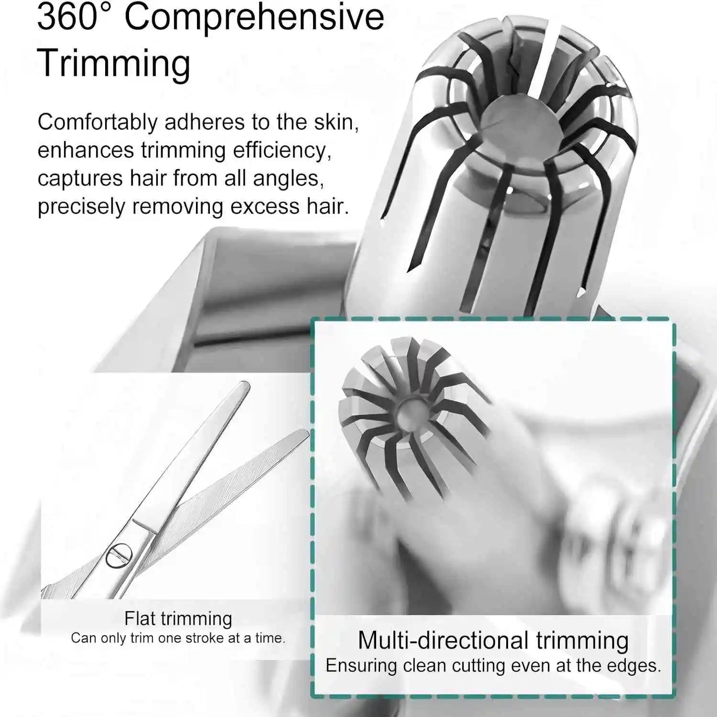 Portable Nose & Ear Hair Trimmer - Stainless Steel