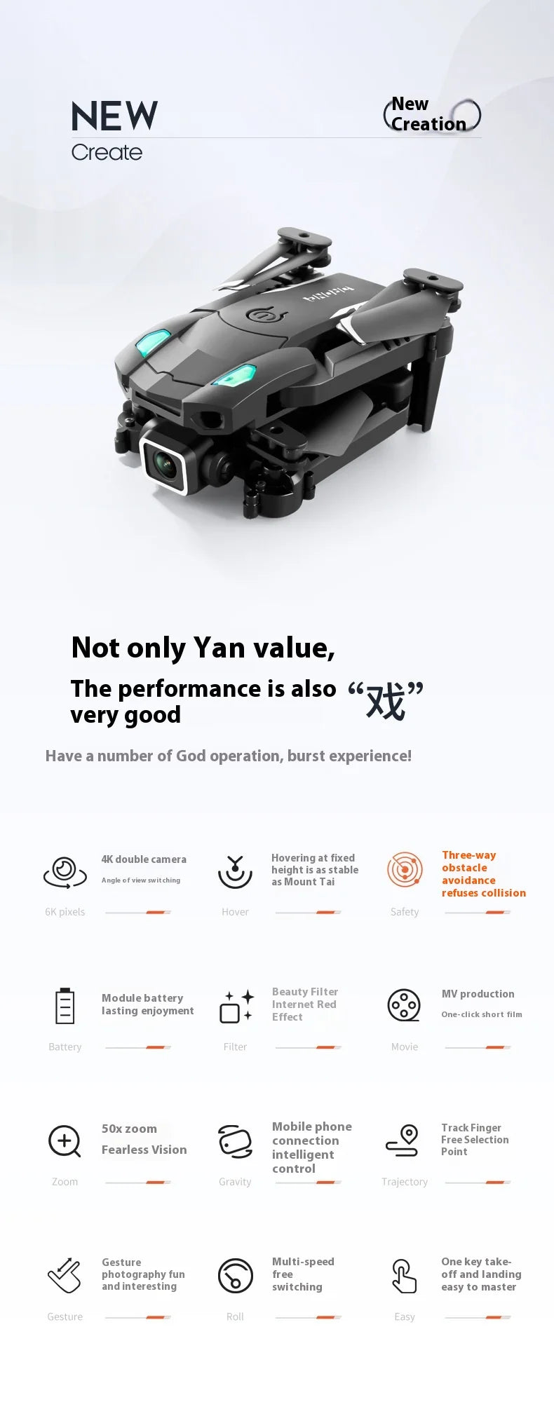 Three-Sided Obstacle Avoidance Drone - 4K Dual Camera
