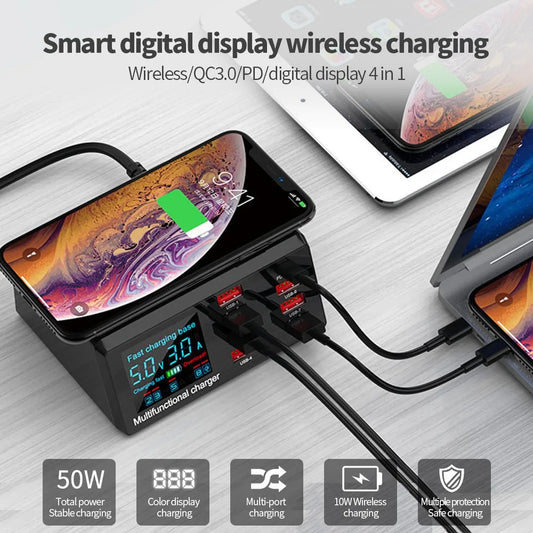 Multi-Function Wireless Charger - Fast USB Charging