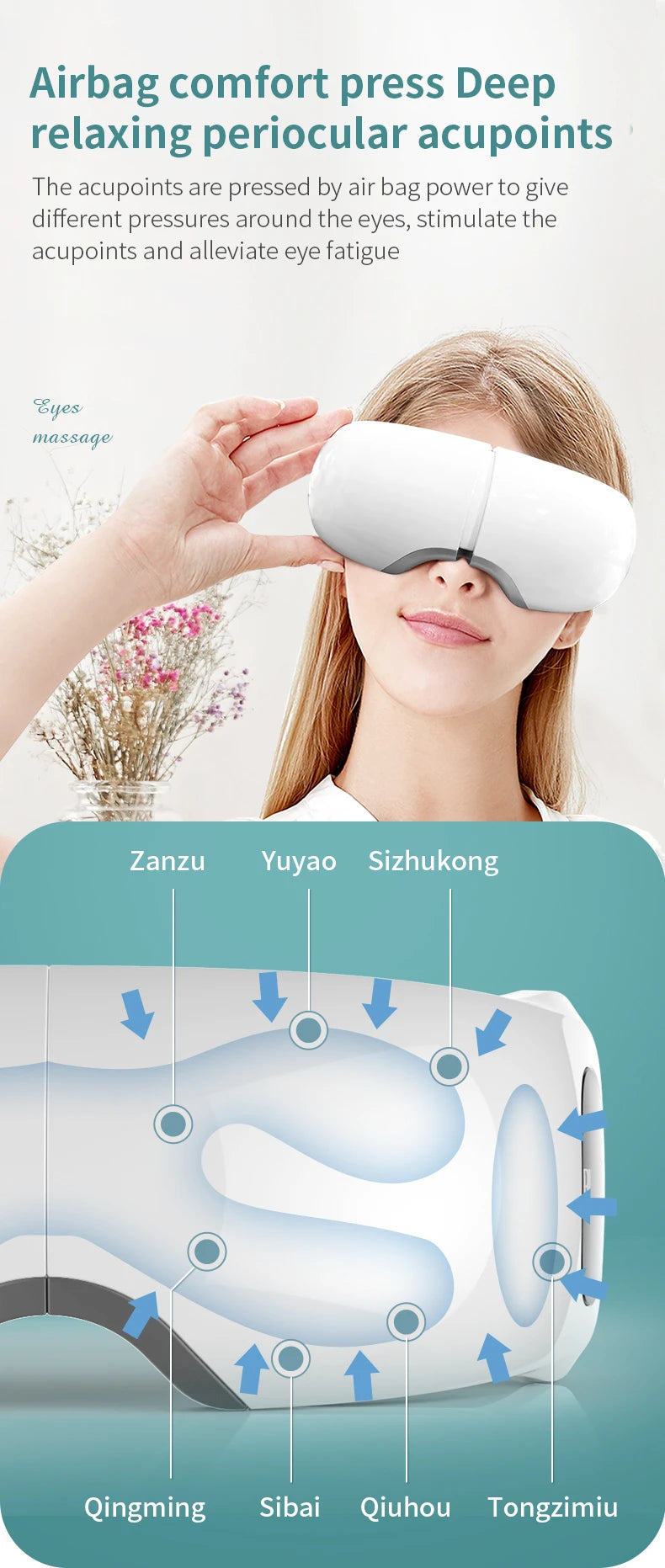 Bluetooth Music Eye Massager with Hot Pack - Charging