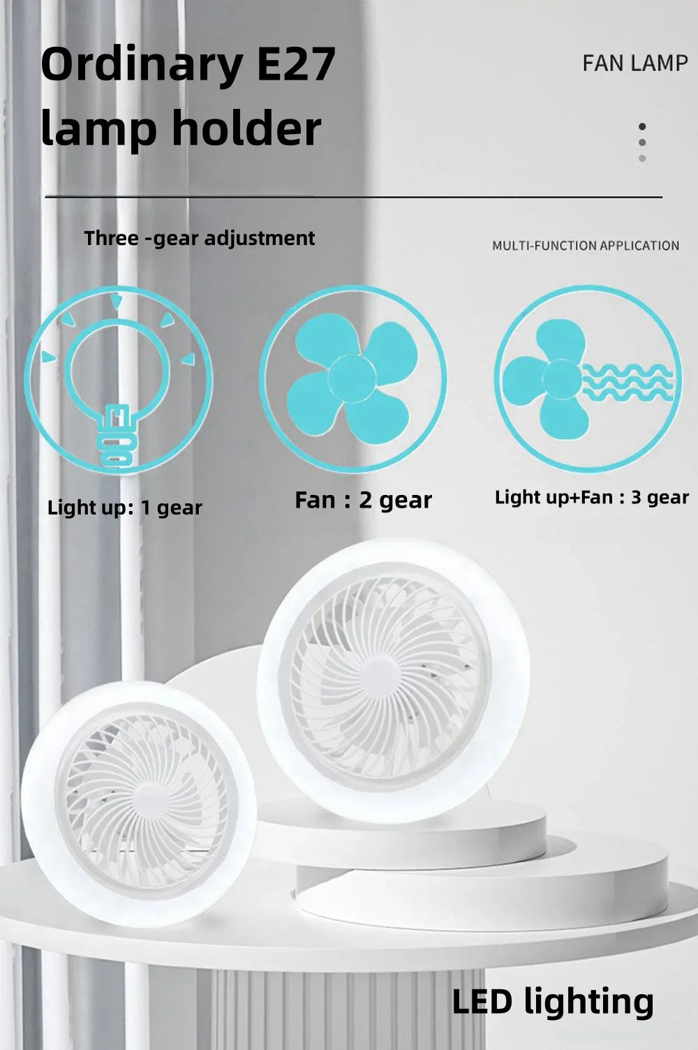 Modern Invisible Ceiling Fan with Lamp - Bedroom