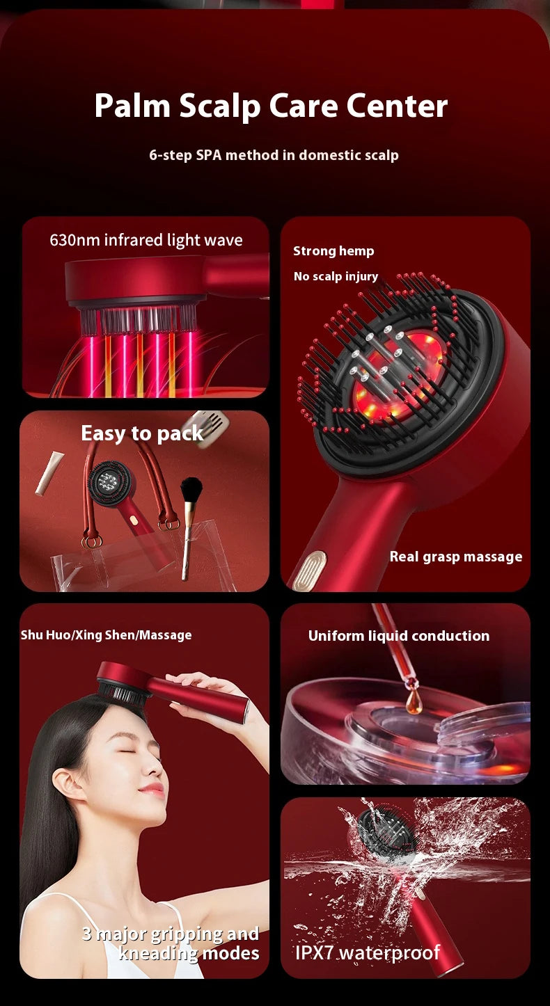 Electric Red Light Scalp Massage Comb – Liquid Guide Hair Care & Growth Device