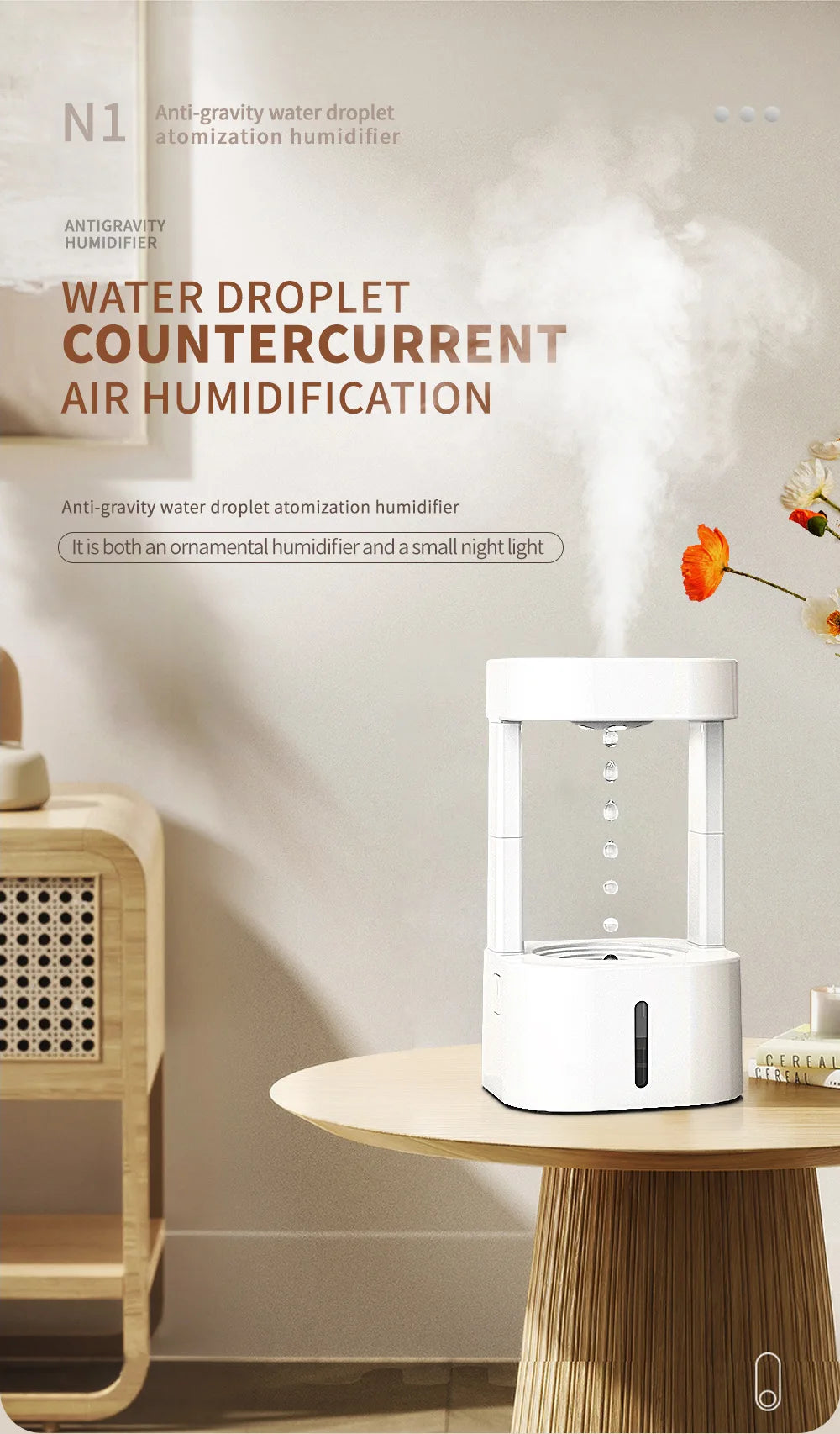 Anti-gravity Water Drop Humidifier