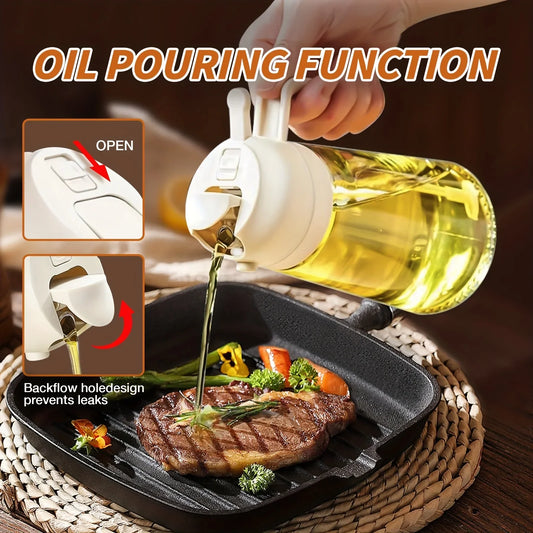 2-in-1 Plastic Spray Oil Bottle - 500ml
